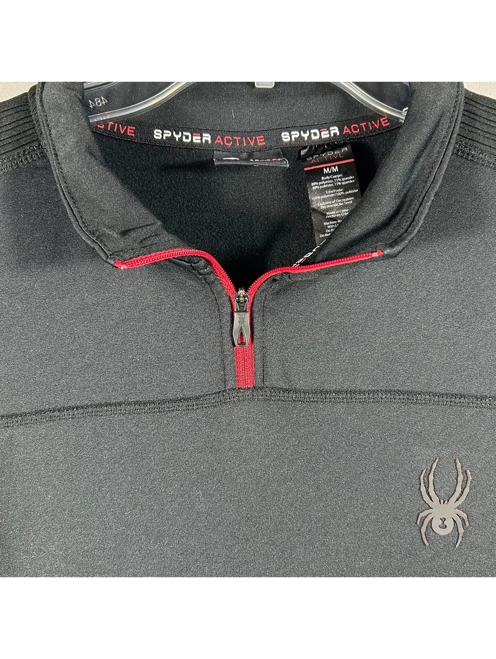 Spyder Active Pullover Mens Medium Black  1/4 Zip Performance Stretch Jacket